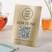 Signe De Table Code QR de paiement à scanner Logo d'entreprise Or (In SItu)