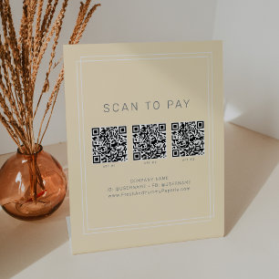 Signe De Table Code QR de paiement commercial jaune beurre AVERY