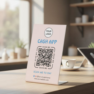 Signe De Table Code QR de paiement de l'application Cash Scan to