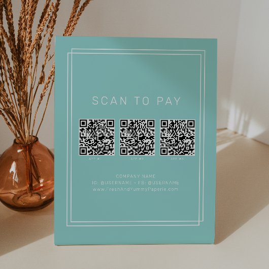 Signe De Table Code QR de paiement d'entreprise Avery Moderne Men