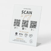 Signe De Table Code QR de paiement élégant moderne à numériser (Recto)
