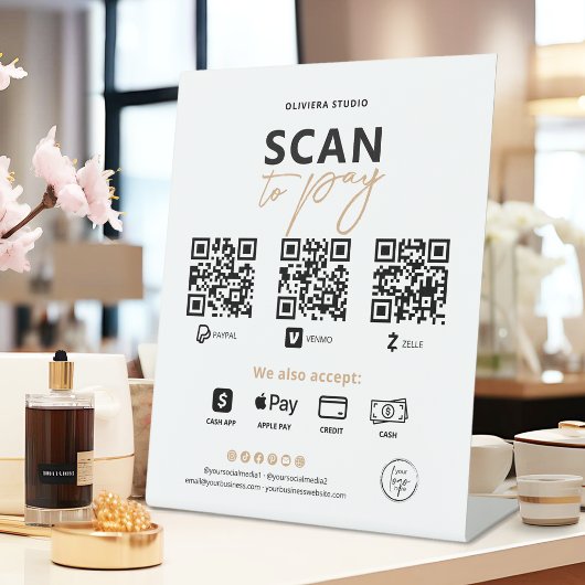 Signe De Table Code QR de paiement élégant moderne à numériser