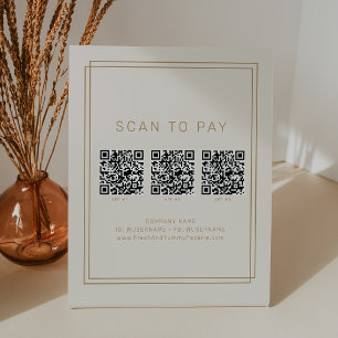 Signe De Table Code QR de paiement en or vintage AVERY pour les e