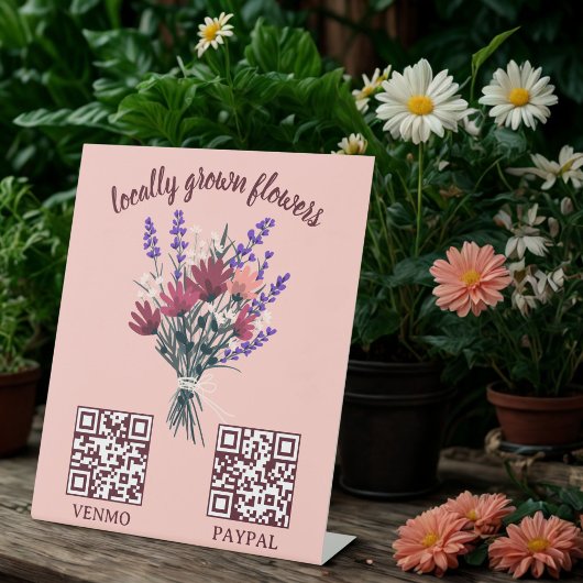 Signe De Table CODE QR DE PAIEMENT Fleuriste Fleurs Marché des pr