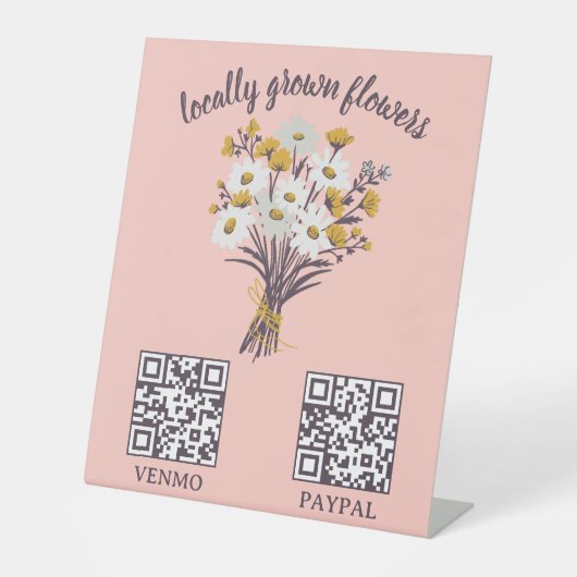 Signe De Table CODE QR DE PAIEMENT Fleuriste Fleurs Marché des pr (Recto)