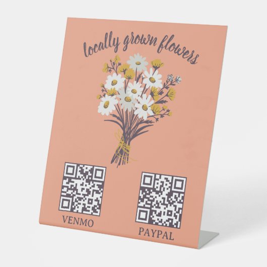 Signe De Table CODE QR DE PAIEMENT Fleuriste Fleurs Marché des pr (Recto)