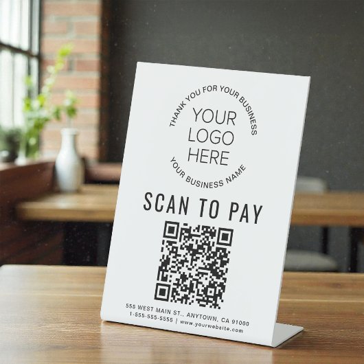 Signe De Table Code QR de paiement par numérisation Logo d'entrep