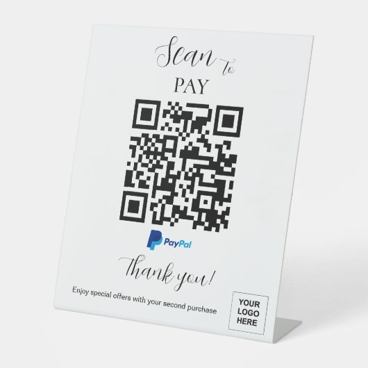 Signe De Table Code QR de paiement Paypal (Recto)