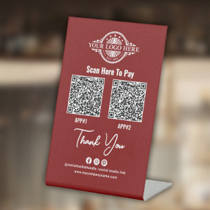 Signe De Table Code QR de paiement personnalisé, Paypal, Venmo, A