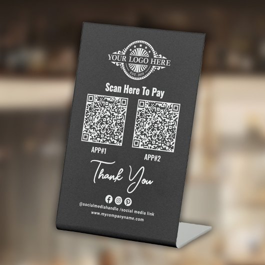 Signe De Table Code QR de paiement personnalisé, Paypal, Venmo, A