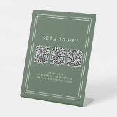 Signe De Table Code QR de paiement professionnel bohème vert fonc (Recto)