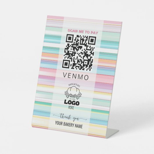 Signe De Table Code QR de paiement Venmo de boulangerie (Recto)