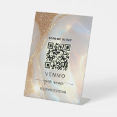 Signe De Table Code QR de paiement Venmo en or pierre d'opale (Recto)