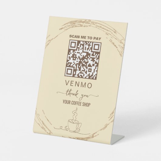 Signe De Table Code QR de paiement Venmo or beige (Recto)