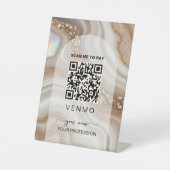 Signe De Table Code QR de paiement Venmo or beige (Recto)