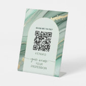 Signe De Table Code QR de paiement Venmo vert sauge or  (Recto)