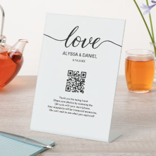 Signe De Table Code QR de partage de photos de mariage Script d'a