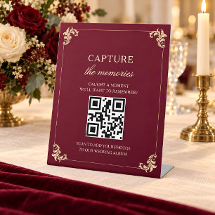Signe De Table Code QR de photo de mariage en bordeaux