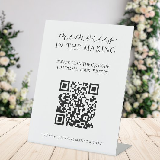 Signe De Table Code QR de photos de mariage 'Souvenirs en créatio