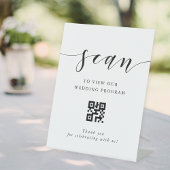 Signe De Table Code QR de programme de mariage de calligraphie mo