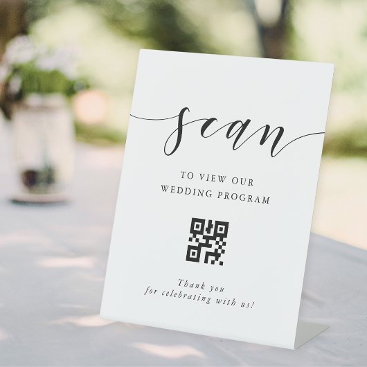 Signe De Table Code QR de programme de mariage de calligraphie mo