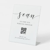 Signe De Table Code QR de programme de mariage de calligraphie mo (Recto)