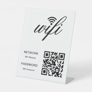 Signe De Table Code QR de réseau Wifi personnalisé avec marque Bl