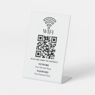 Signe De Table Code QR de réseau WiFi professionnel personnalisé