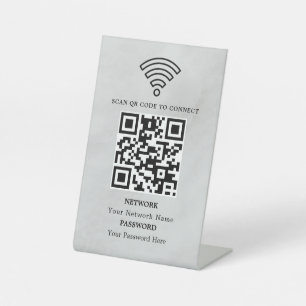 Signe De Table Code QR de réseau WiFi professionnel personnalisé