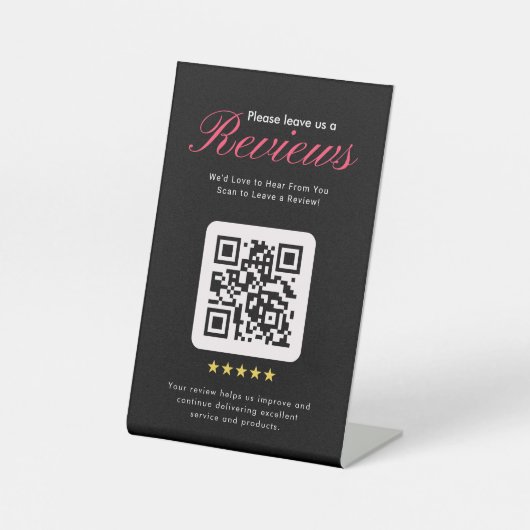 Signe De Table Code QR de révision 5 étoiles pour entreprise sur (Recto)