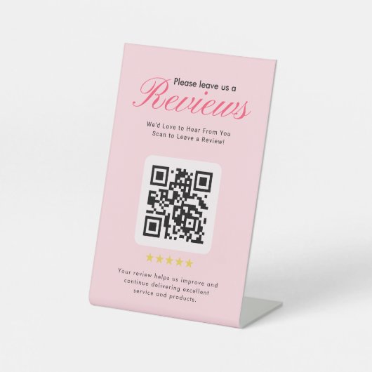 Signe De Table Code QR de révision 5 étoiles pour entreprise sur (Recto)