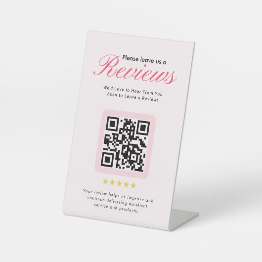 Signe De Table Code QR de révision 5 étoiles pour entreprise sur  (Recto)