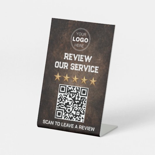 Signe De Table Code QR de révision client industriel rustique (Recto)