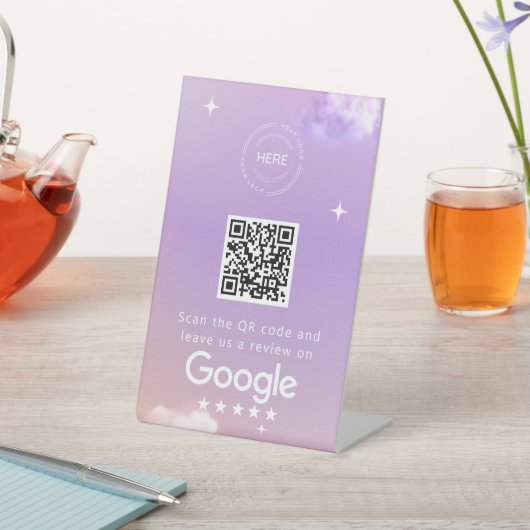 Signe De Table Code QR de révision de l'entreprise Lilac (In SItu)