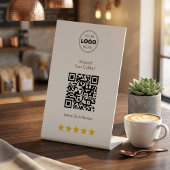 Signe De Table Code QR de révision de salon de café
