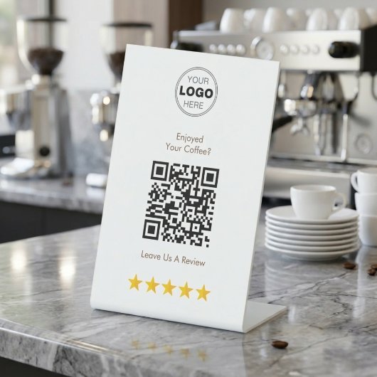 Signe De Table Code QR de révision de salon de café