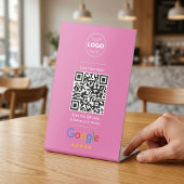 Signe De Table Code QR de révision de salon de coiffure rose mini
