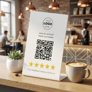 Signe De Table Code QR de révision d'entreprise conviviale et de