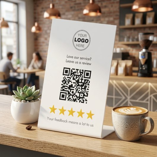 Signe De Table Code QR de révision d'entreprise conviviale et de 