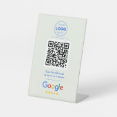 Signe De Table Code QR de révision d'entreprise moderne bleu et b (Recto)