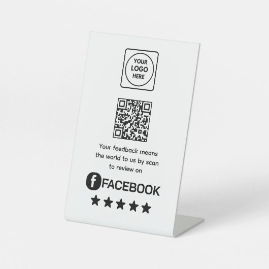 Signe De Table Code QR de révision Facebook | Affichage moderne p (Recto)