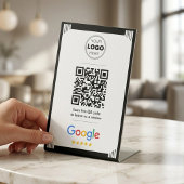 Signe De Table Code QR de révision Google Art Déco noir minimalis
