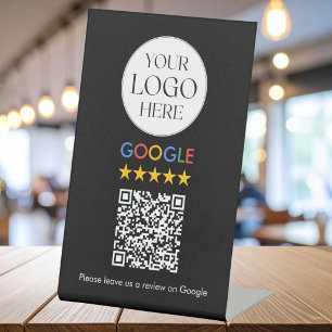 Signe De Table Code QR de révision Google avec logo d'entreprise