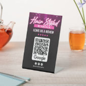 Signe De Table Code QR de révision Google du salon de coiffure mo (In SItu)