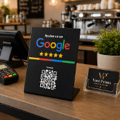 Signe De Table Code QR de révision Google Noir