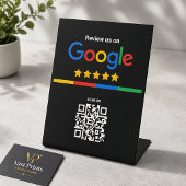 Signe De Table Code QR de révision Google Noir