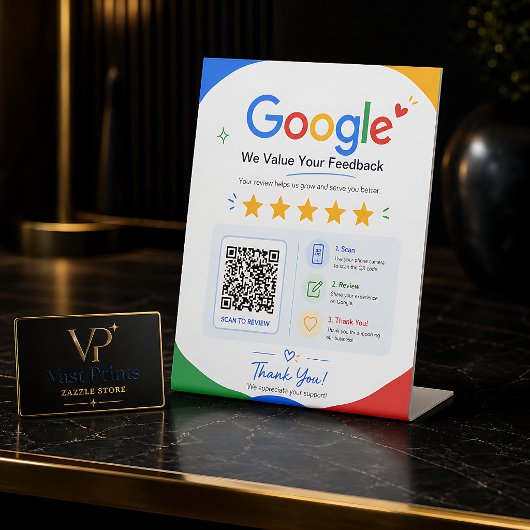 Signe De Table Code QR de révision Google pour les commentaires d