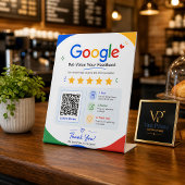 Signe De Table Code QR de révision Google pour les commentaires d
