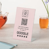 Signe De Table Code QR de révision Google rose | Affichage modern (In SItu)