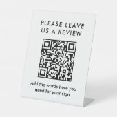 Signe De Table Code QR de révision personnalisé noir simple moder (Recto)